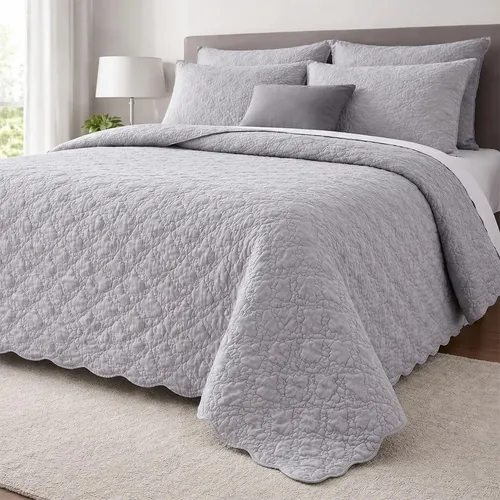 Cobre-leito cinza para cama Queen