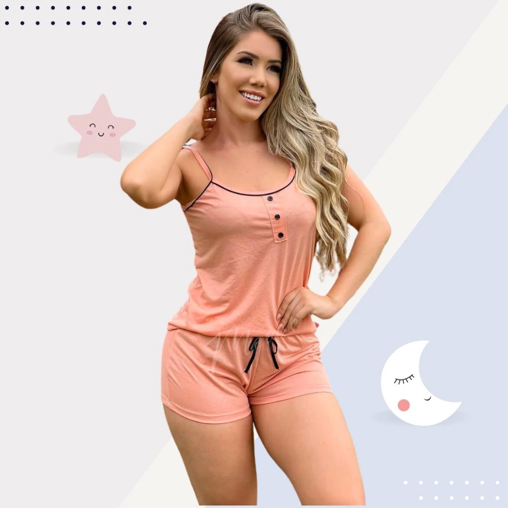 Pijama feminino liso estilo americano